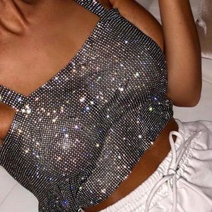 ALLURA MESHKI RHINESTONE TOP